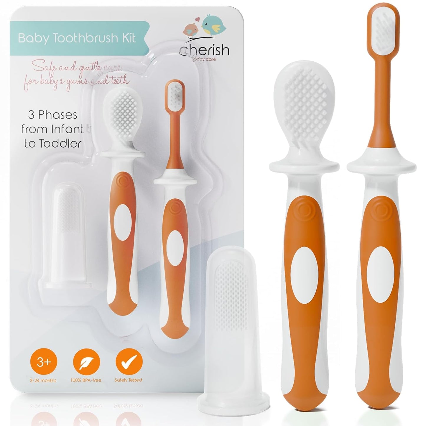 Premium Baby's first Toothbrush Set - 3-Pack Finger Toothbrush