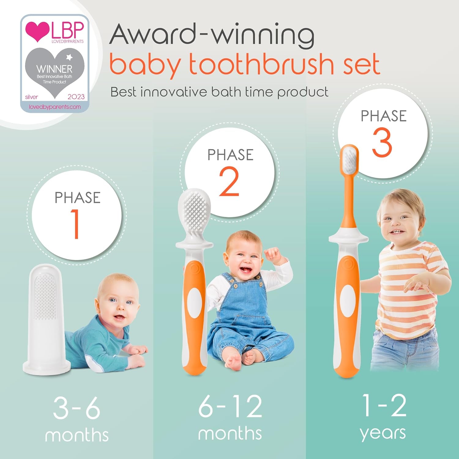 Premium Baby's first Toothbrush Set - 3-Pack Finger Toothbrush